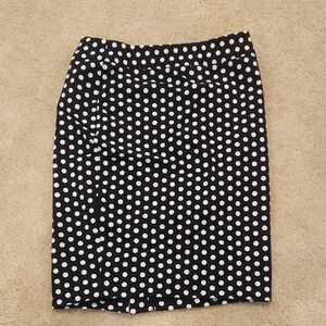 LOFT Black and White Polka Dot Pencil Skirt